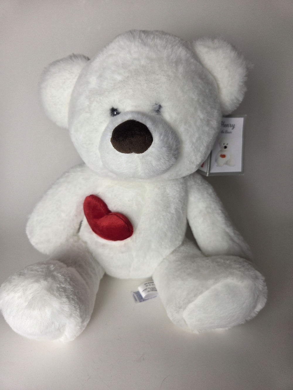Aurora World HENRY White BEAR w/RED HEART Plush 11" Soft Stuffed Animal Toy